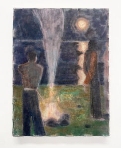 Travis MacDonald, “Midsummer Evening” Oil on linen on shaped stretcher