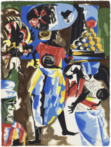 Jacob Lawrence, Street Scene, 1964, Tempera and gouache on paper.